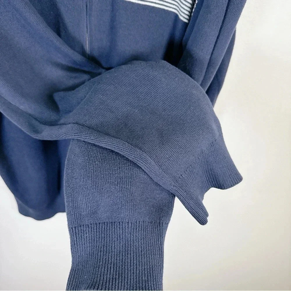 Banana Republic Navy Full Zip Horizontal Stripe Sweater Cardigan